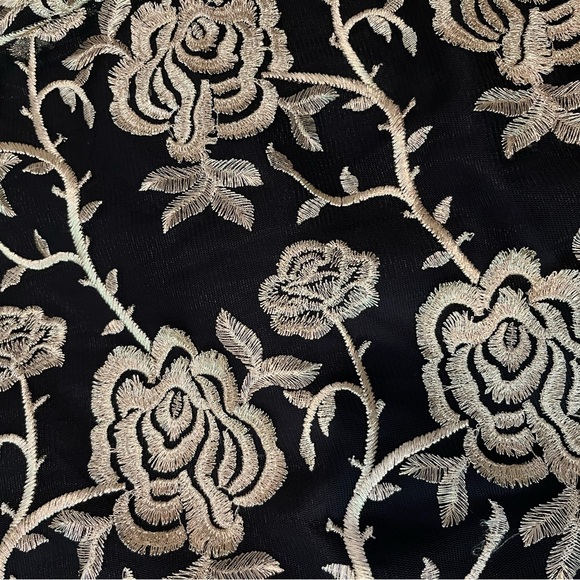 MIKAEL AGHAL rose embroidered strapless black and gold  gown, size 2 - Picture 7 of 11